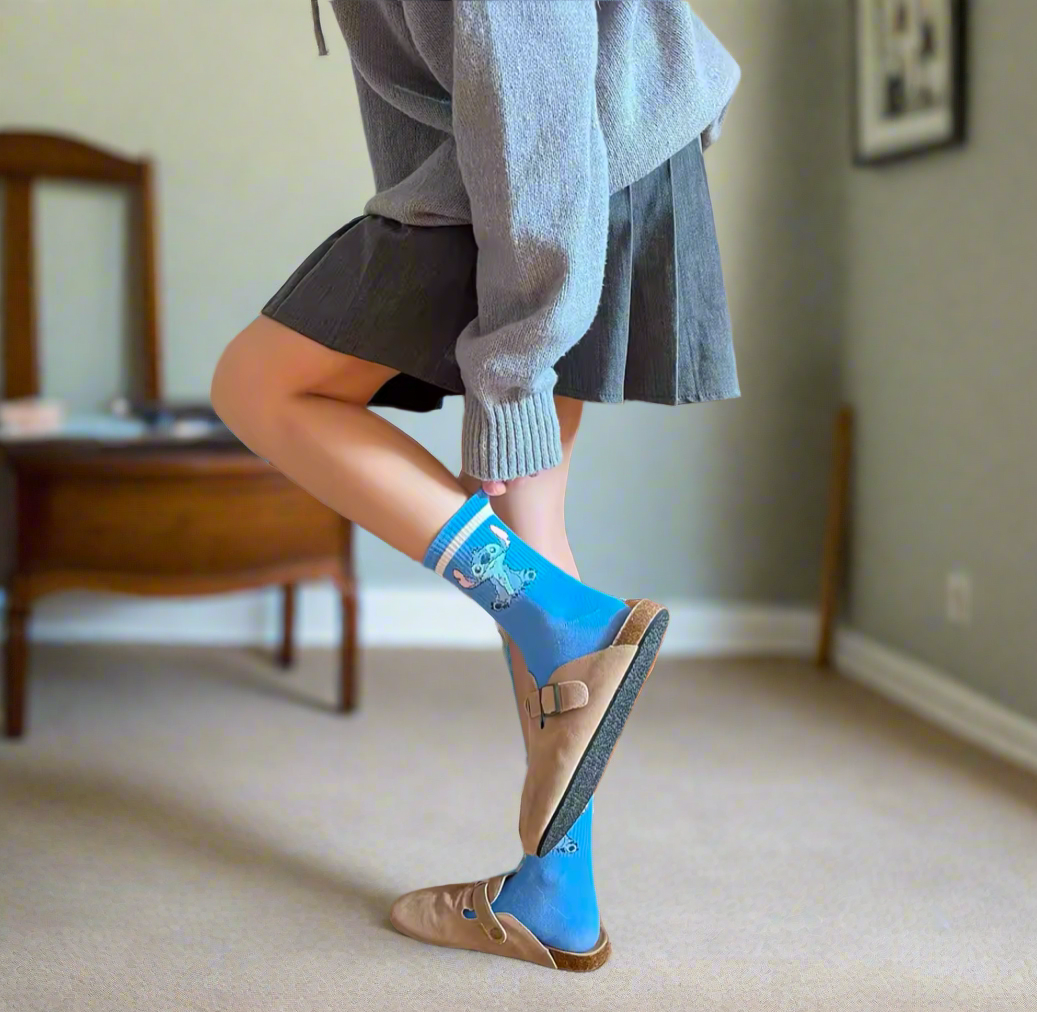 Playful Blue Character Socks - Fun & Cozy Design