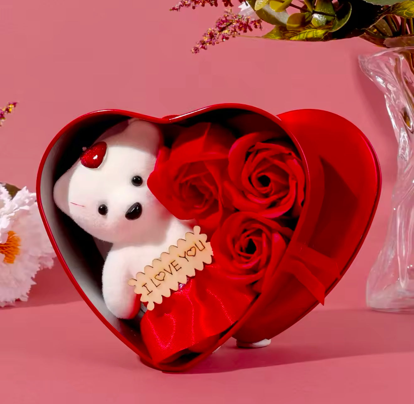 Bear Soap Rose Heart Gift Box – Romantic Valentine’s & Mother’s Day Surprise