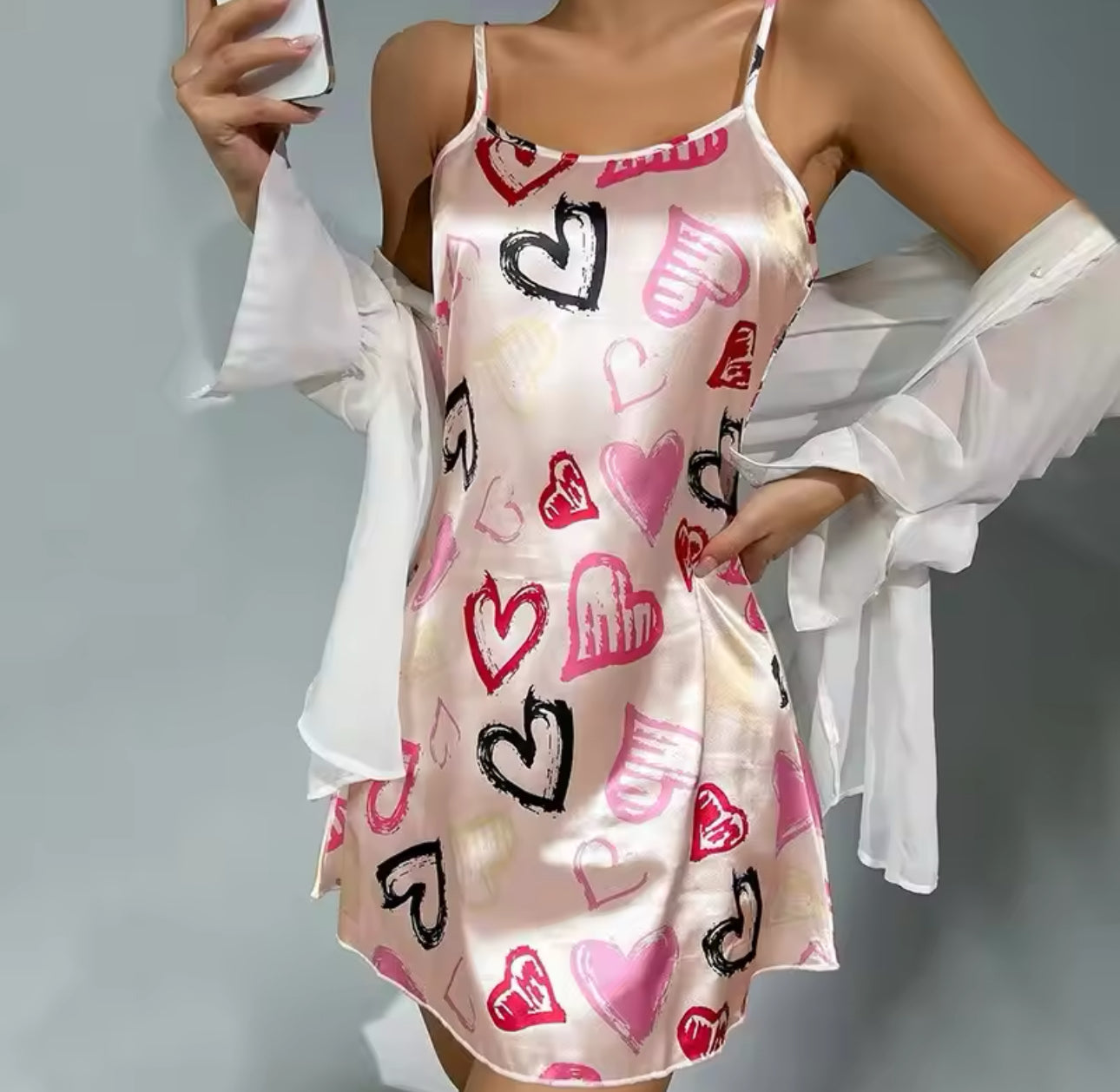 Silky Elegance: Valentine’s Day Satin Nightgown – Sexy & Lightweight Pajamas