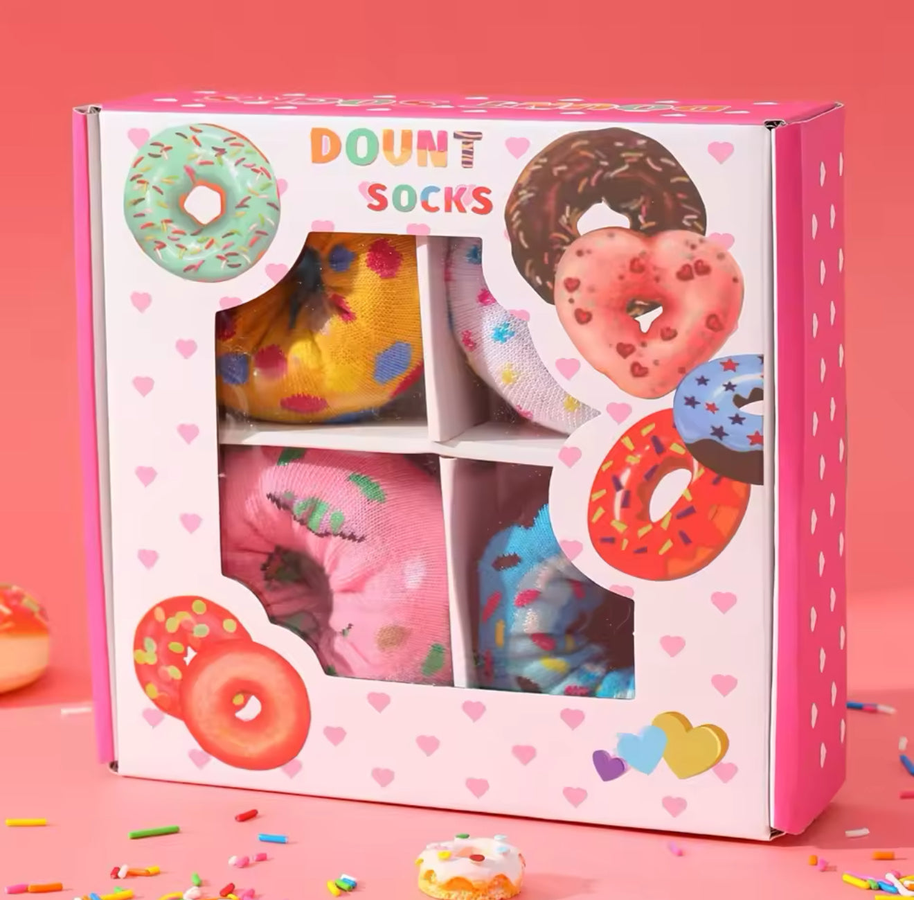 Fun Donut-Themed Colorful Socks Gift Set – 4 Pairs