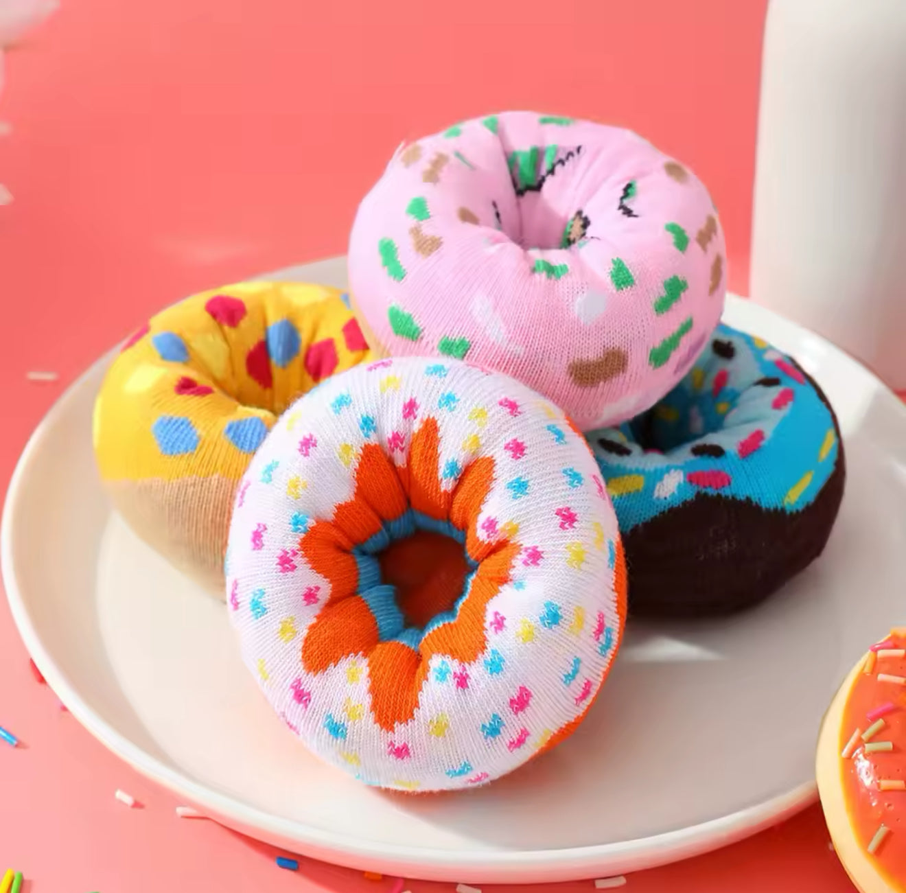 Fun Donut-Themed Colorful Socks Gift Set – 4 Pairs