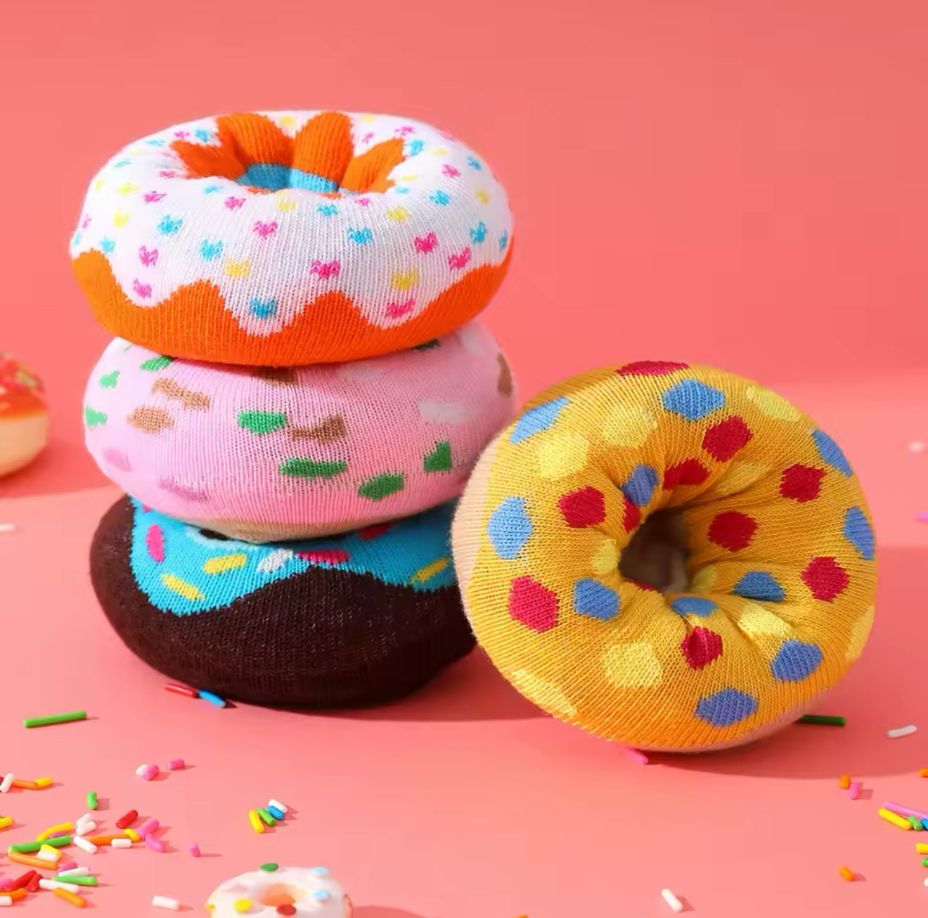 Fun Donut-Themed Colorful Socks Gift Set – 4 Pairs