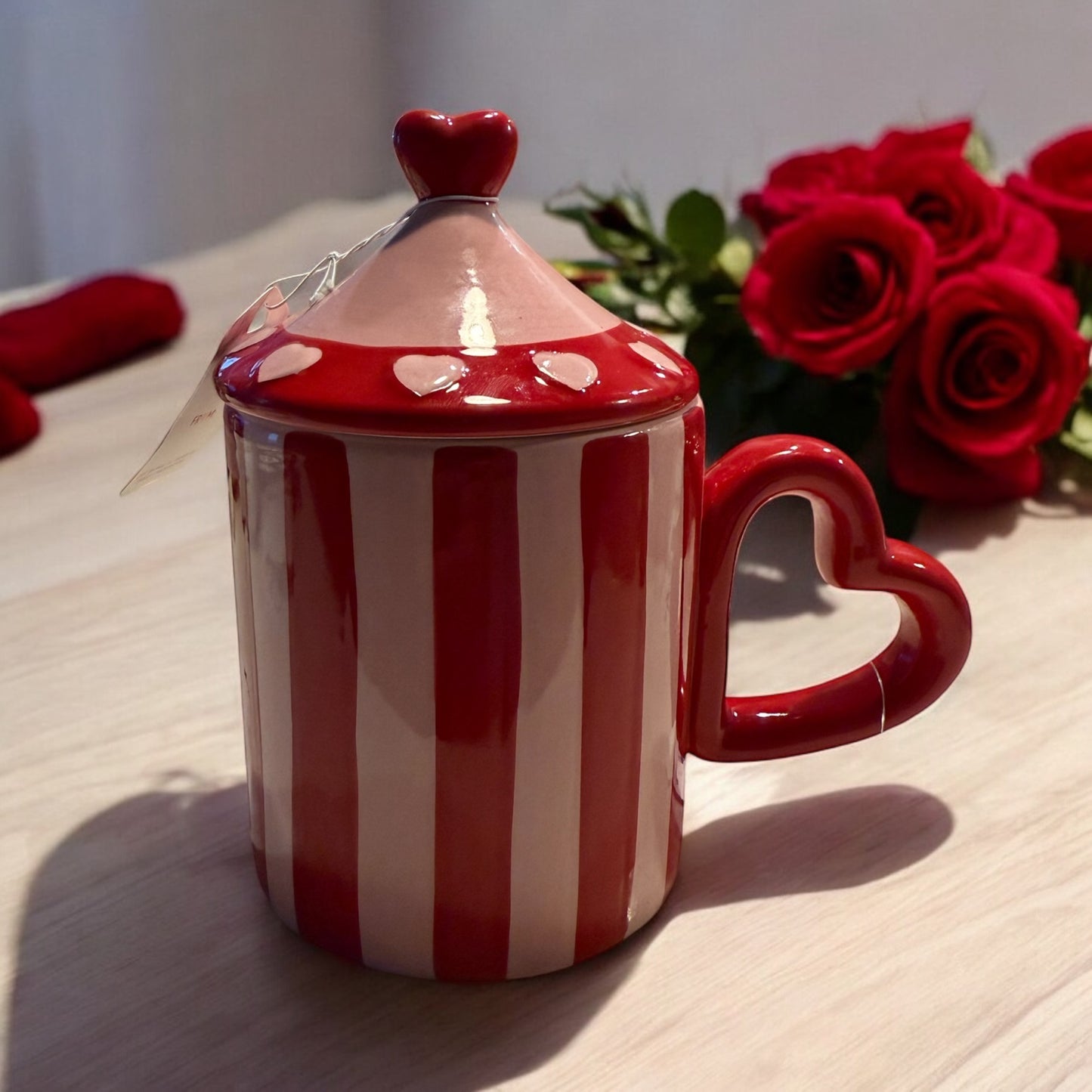 Carnival Tent Heart Mug Candle – 17oz Ceramic Jar (Blue Diamond or Chocolate Scent)