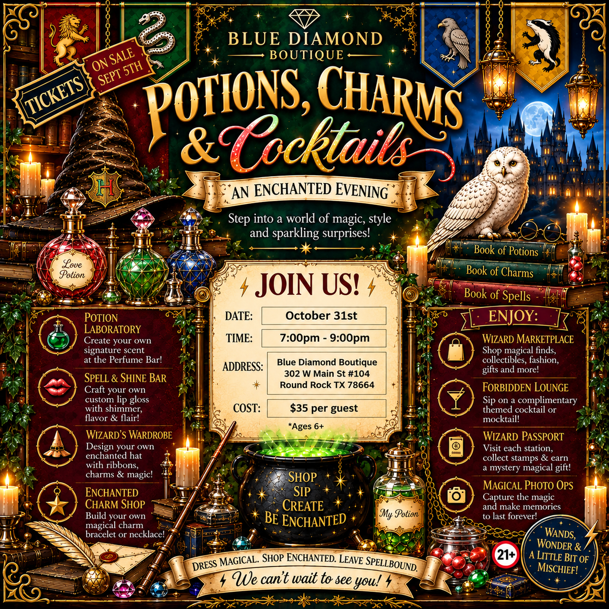 Potions, Charms, & Cocktails eTicket -
Saturday October 31st