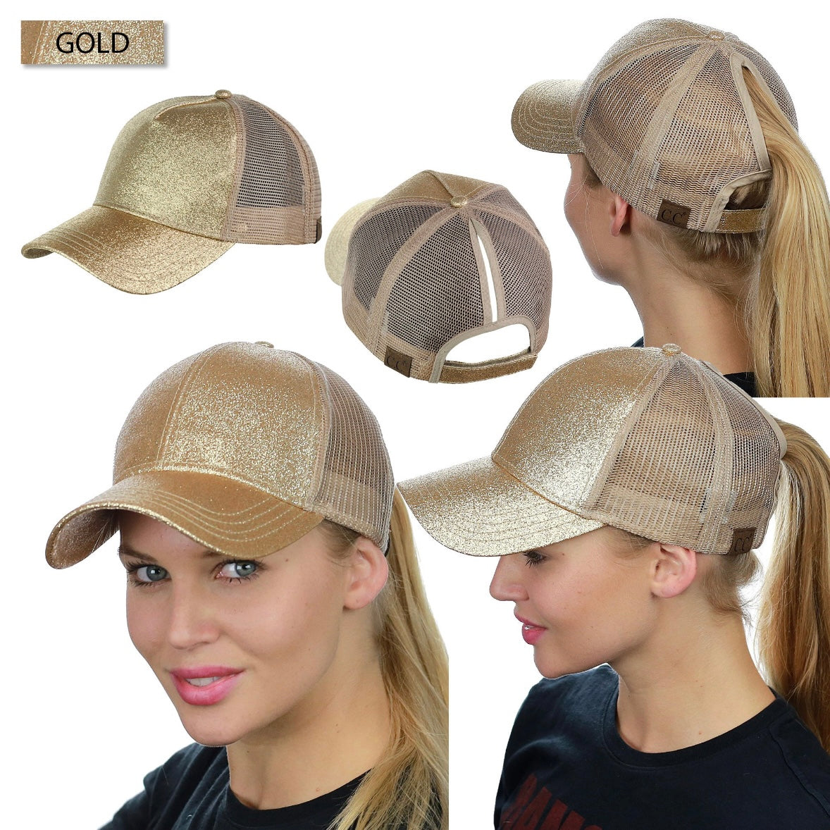 Glitter Ponytail Fashion Baseball Hat