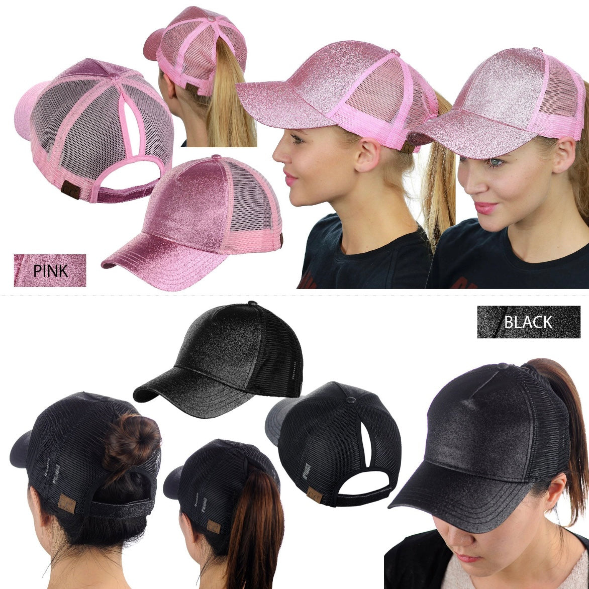 Glitter Ponytail Fashion Baseball Hat