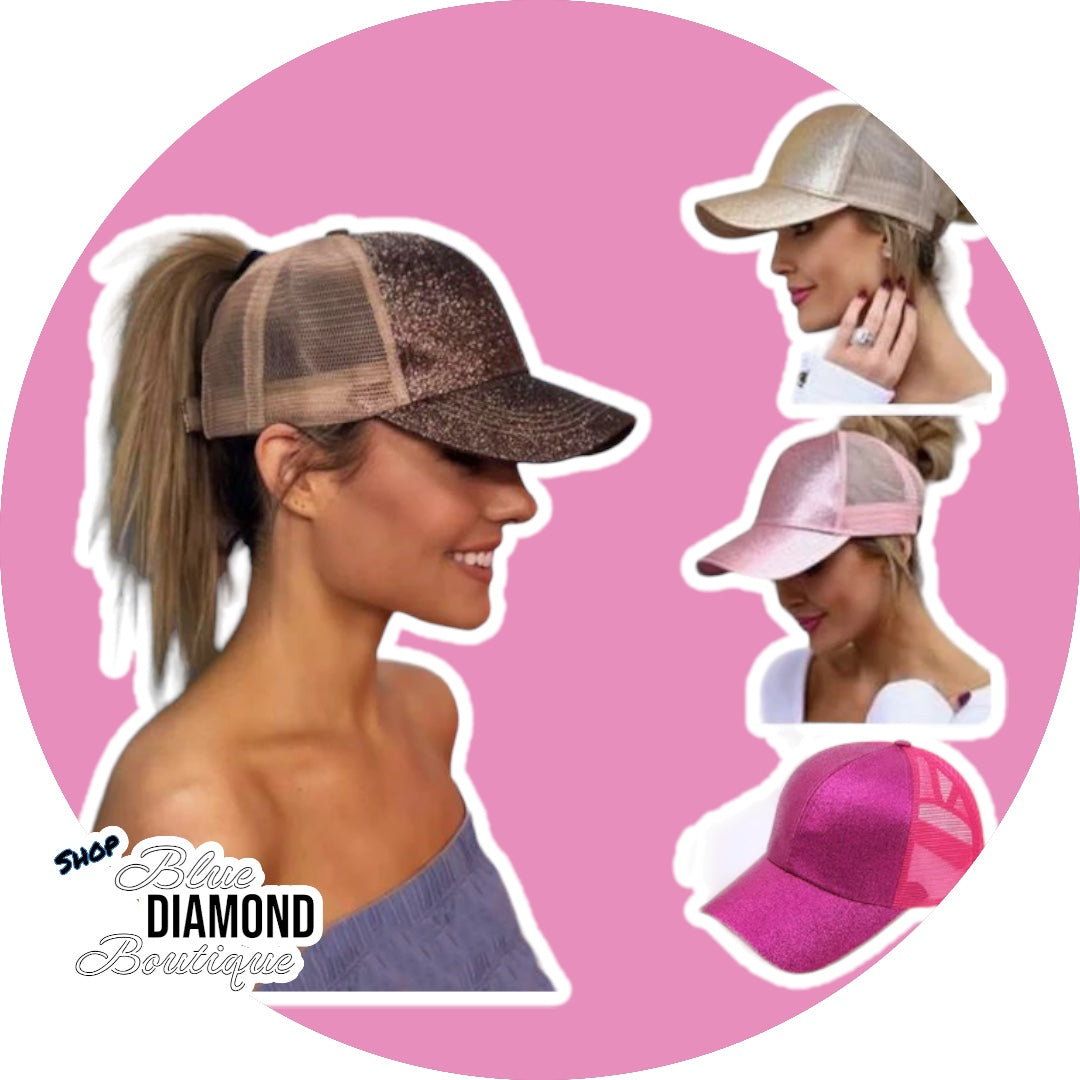 Glitter Ponytail Fashion Baseball Hat