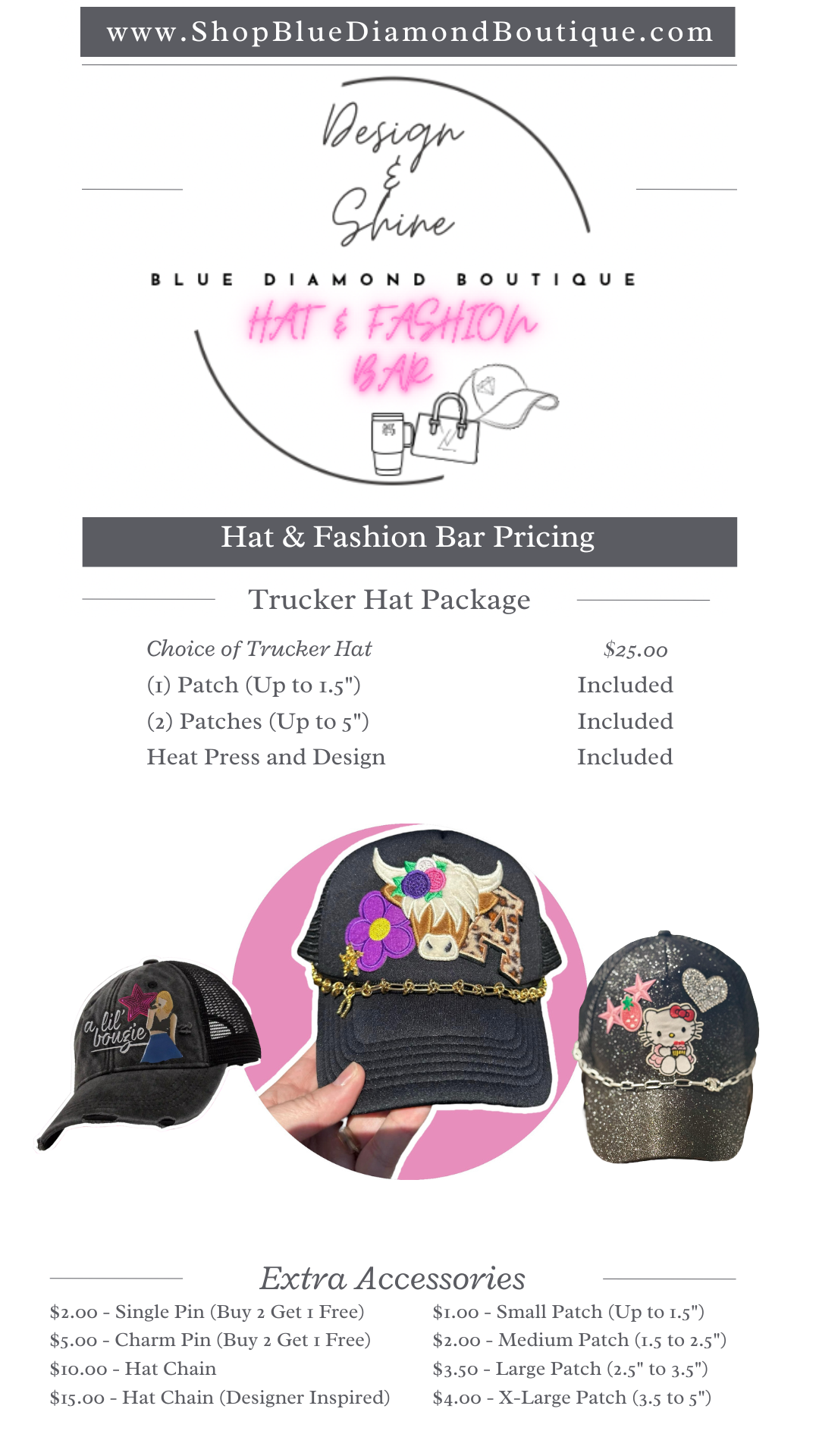 Designer inspired Hat Chain