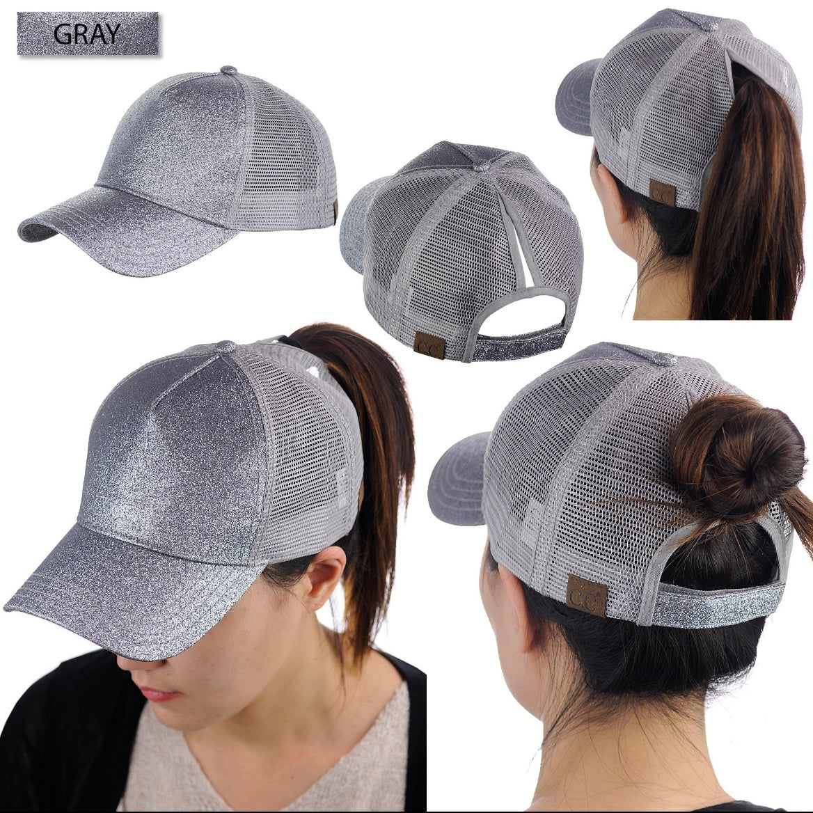 Glitter Ponytail Fashion Baseball Hat