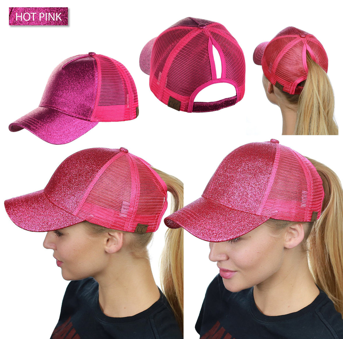 Glitter Ponytail Fashion Baseball Hat