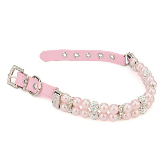 Dolce’s Princess Pearl Sparkle Collar – Adjustable Glam Dog Collar