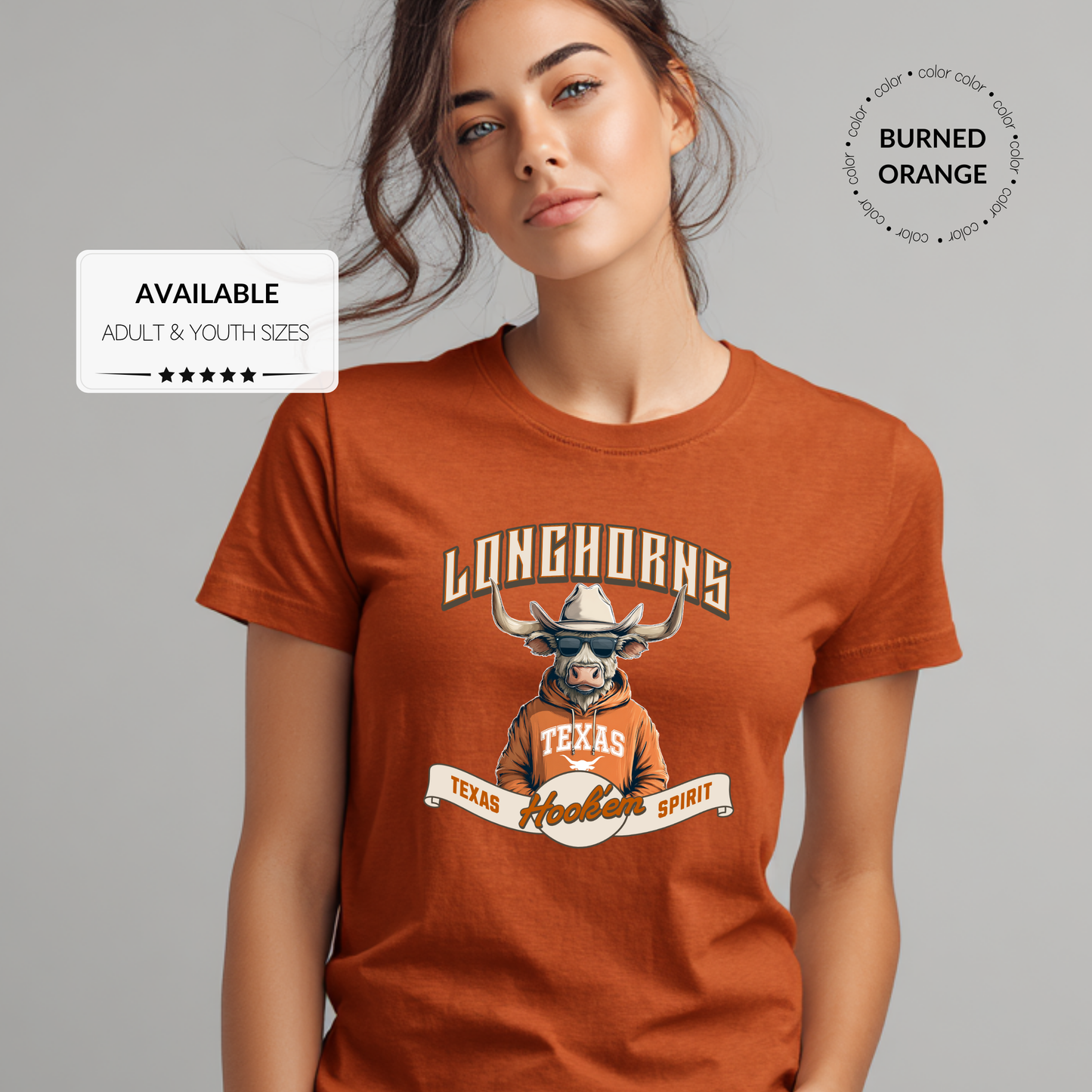 Custom Longhorns UT Graphic T-Shirt – Adult & Youth Sizes