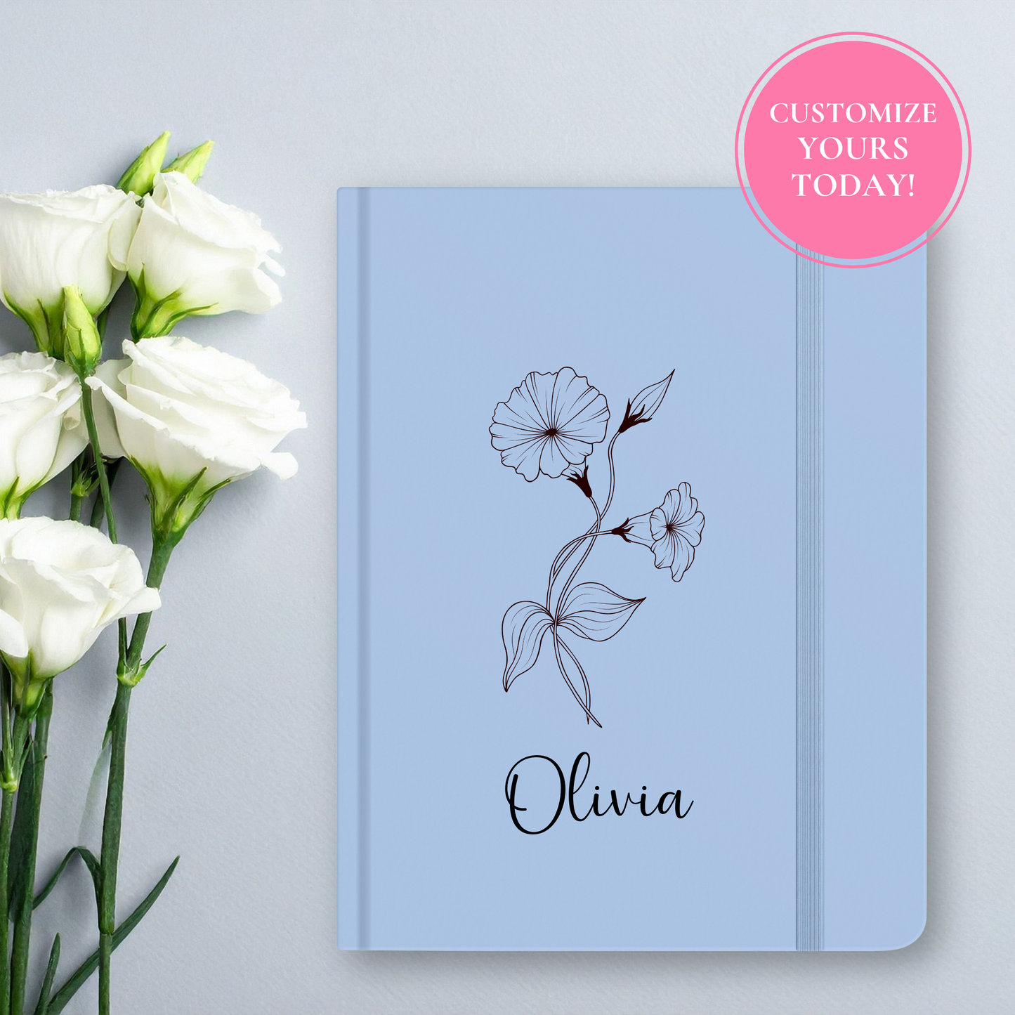 Custom Journal "Birth month flower"