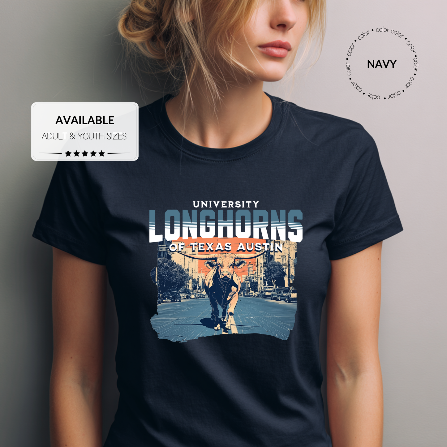 Custom Longhorns UT Graphic T-Shirt – Adult & Youth Sizes