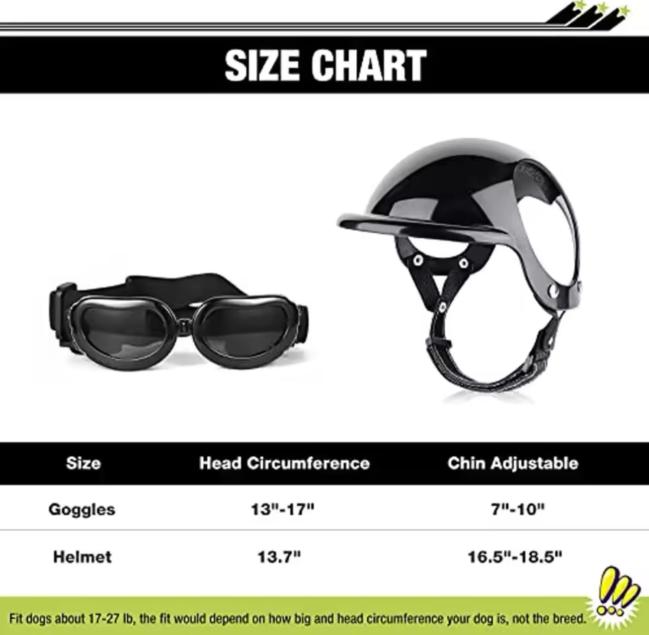 Louie’s Black Motorcycle Dog Helmet and Goggle Set