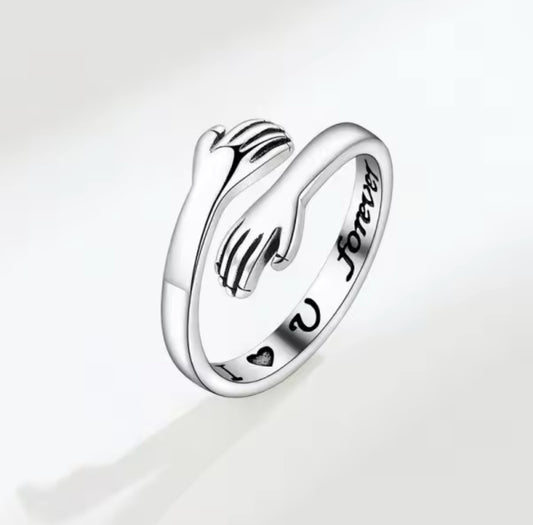 I Love You Forever" Adjustable Hug Ring – Elegant Hand Design