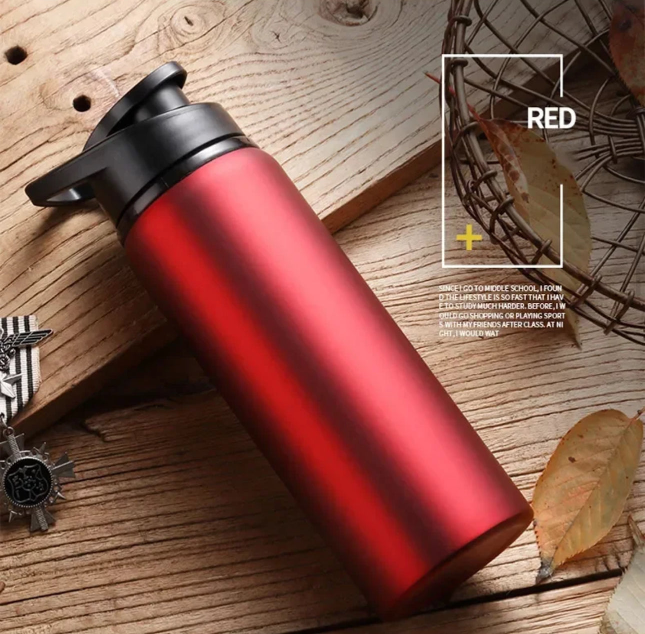 24oz Stainless Steel Water Bottle with Custom Decal & Charm