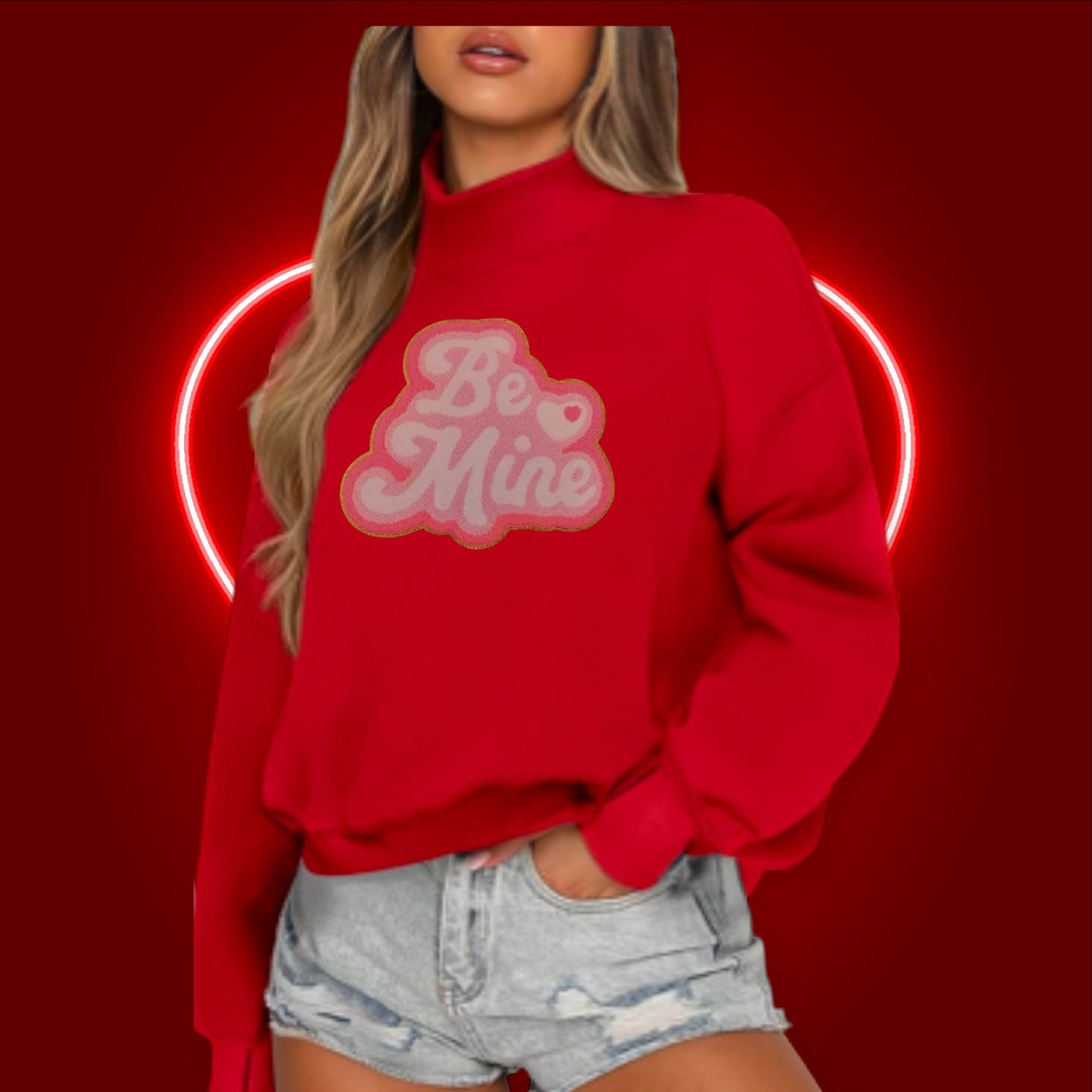 Customizable Red Mock Neck Sweatshirt