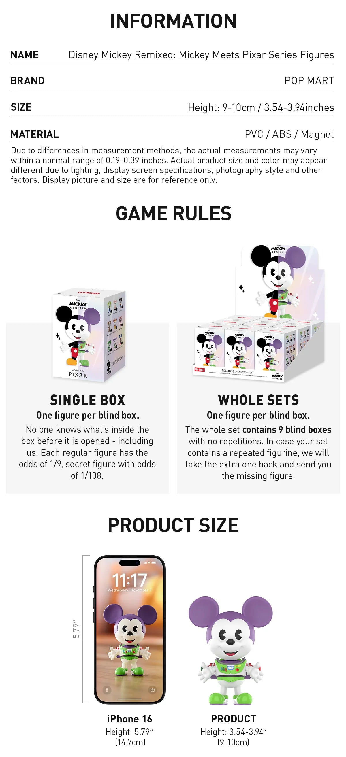 Pop Mart: Mickey Meets Pixar Figurine Blind Box