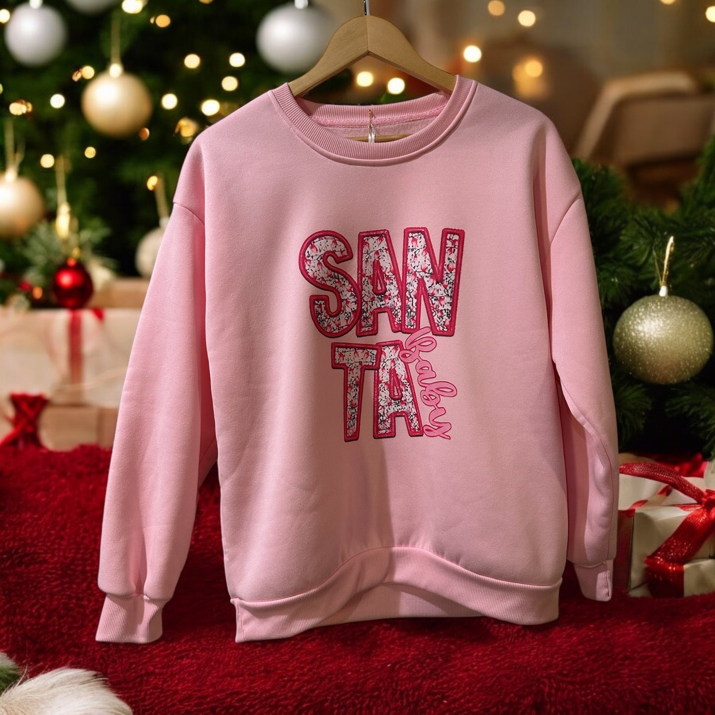 Pink Santa Baby Adult Sweatshirt