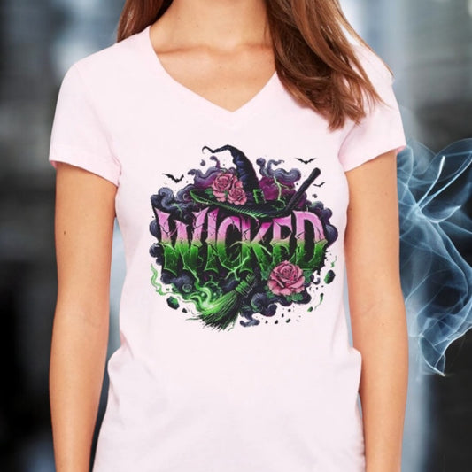 Officially Inspired Wicked Movie V-Neck T-Shirts – 3 Magical Designs in 2 Colors