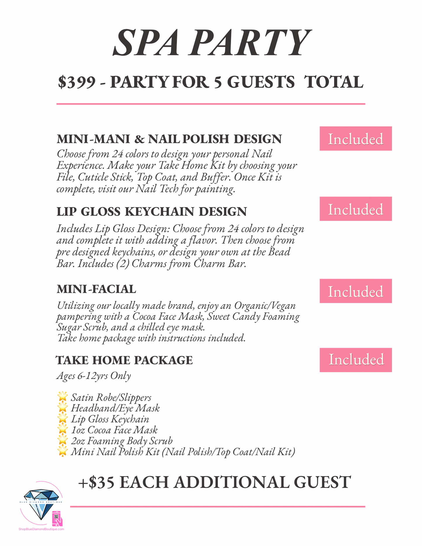 Beauty Bar: Spa Party for 5 Guests