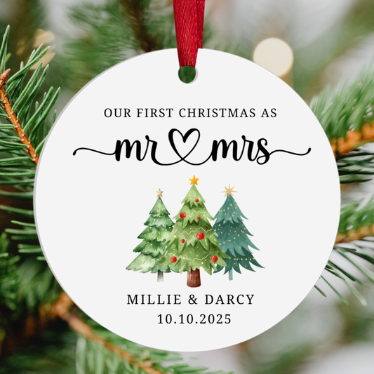 Custom Our First Christmas Ornament Married