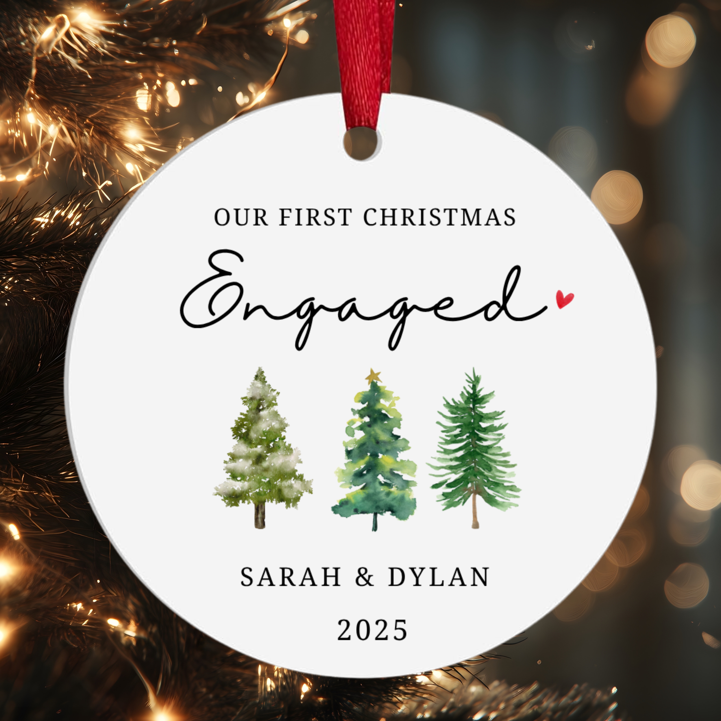 Custom Our First Christmas Ornament Engaged