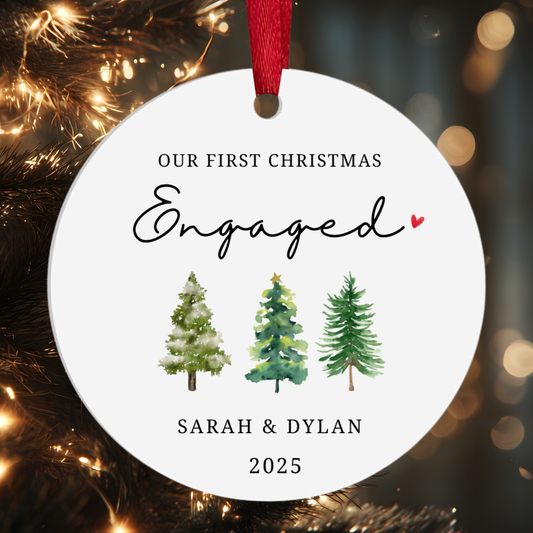 Custom Our First Christmas Ornament Engaged